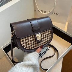 Saddle Women Bag Shoulder Handle Casual Hasp Zipper Pu Polyester Ba
