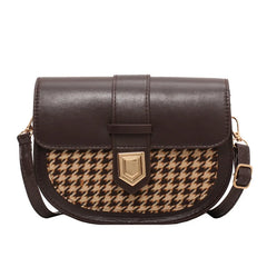 Saddle Women Bag Shoulder Handle Casual Hasp Zipper Pu Polyester Ba