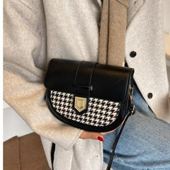 Saddle Women Bag Shoulder Handle Casual Hasp Zipper Pu Polyester Ba
