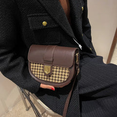 Saddle Women Bag Shoulder Handle Casual Hasp Zipper Pu Polyester Ba