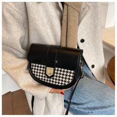 Saddle Women Bag Shoulder Handle Casual Hasp Zipper Pu Polyester Ba