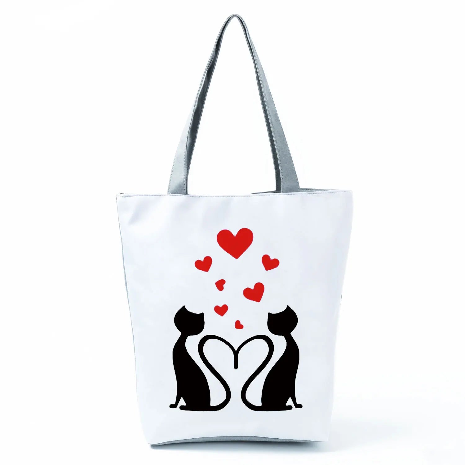 Love Cats Print Tote Bag High Capacity Shoulder Bag