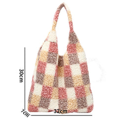 Winter Plush Bucket Bag Warm & Windproof Portable Fashionable Small Bag