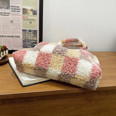 Winter Plush Bucket Bag Warm & Windproof Portable Fashionable Small Bag