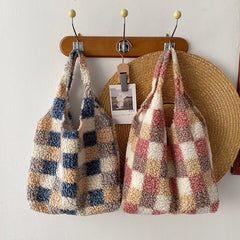 Winter Plush Bucket Bag Warm & Windproof Portable Fashionable Small Bag