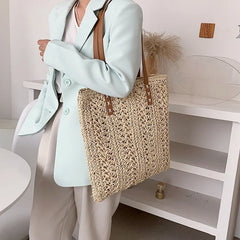 Straw Beach Bag Vintage Woven Shoulder Bag Shopping Travel Bag Summer Vacation