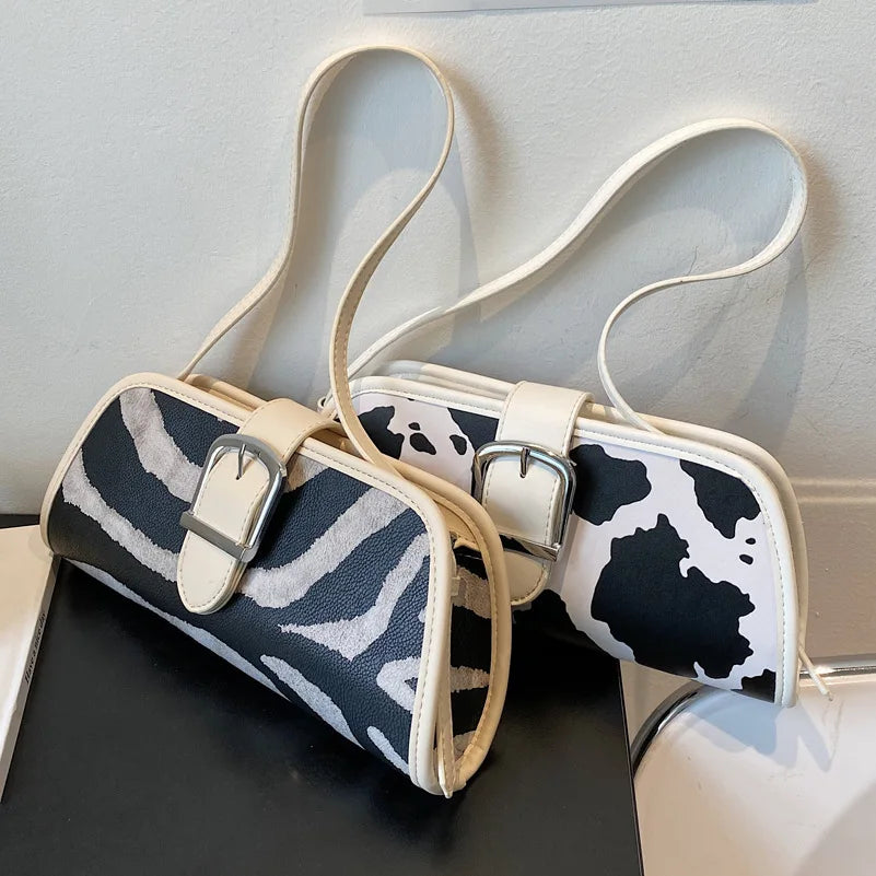 Striped Women Handbags European Leather Ladies Shoulder Bags