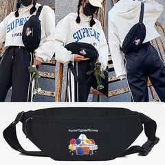 Interesting Pattern Print Waist Bag Crossbody Bag Male Belt Bag