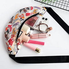 Waist Bag with Cow Leopard Shoe Print Fanny Pack PU Leather Purse