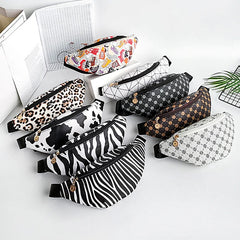 Waist Bag with Cow Leopard Shoe Print Fanny Pack PU Leather Purse