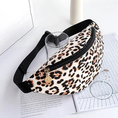 Waist Bag with Cow Leopard Shoe Print Fanny Pack PU Leather Purse