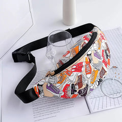 Waist Bag with Cow Leopard Shoe Print Fanny Pack PU Leather Purse