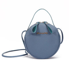 Women Mini Circular Messenger Bag PU Leather Crossbody Bag