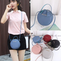 Women Mini Circular Messenger Bag PU Leather Crossbody Bag