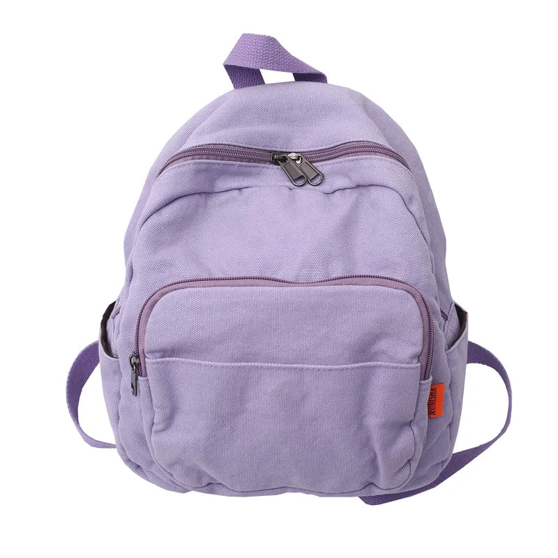 Vintage Canvas Mini Backpack Women School Book Bag Rucksack