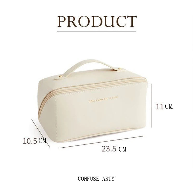 Women Cosmetic Bag PU Leather Waterproof Makeup Pouch