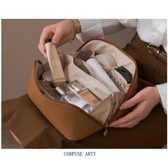 Women Cosmetic Bag PU Leather Waterproof Makeup Pouch