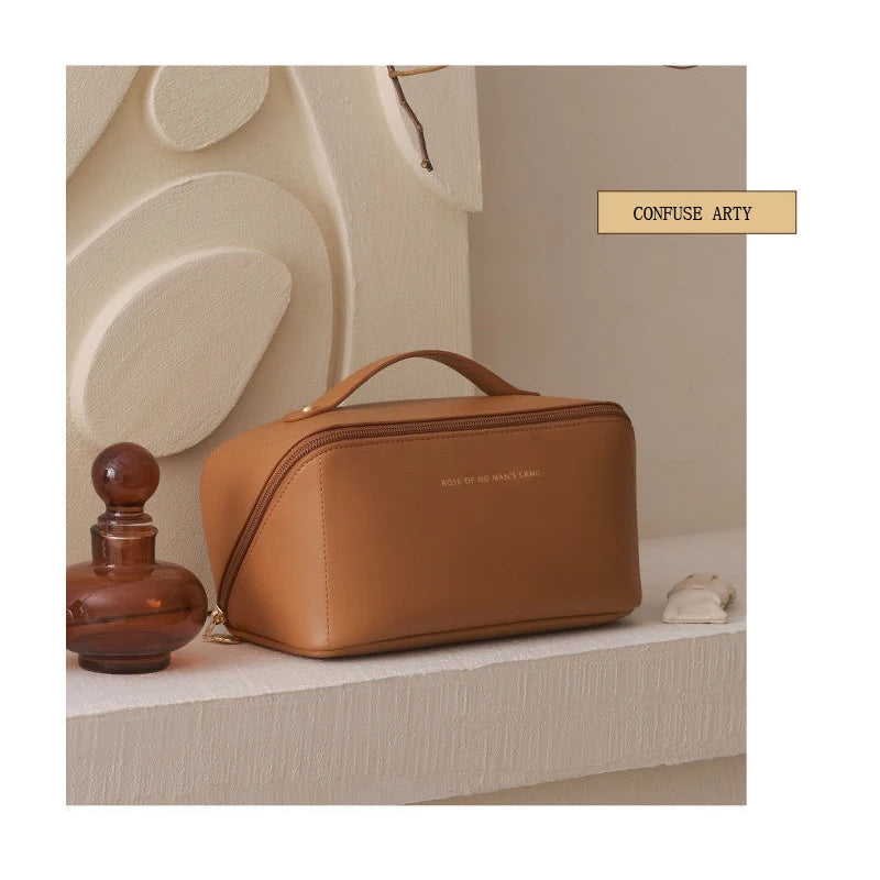 Women Cosmetic Bag PU Leather Waterproof Makeup Pouch