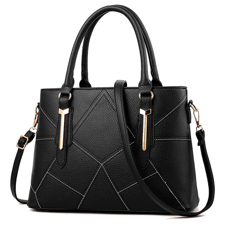 Women Handbags PU Leather Totes Bag Top-handle Embroidery Shoulder Bag