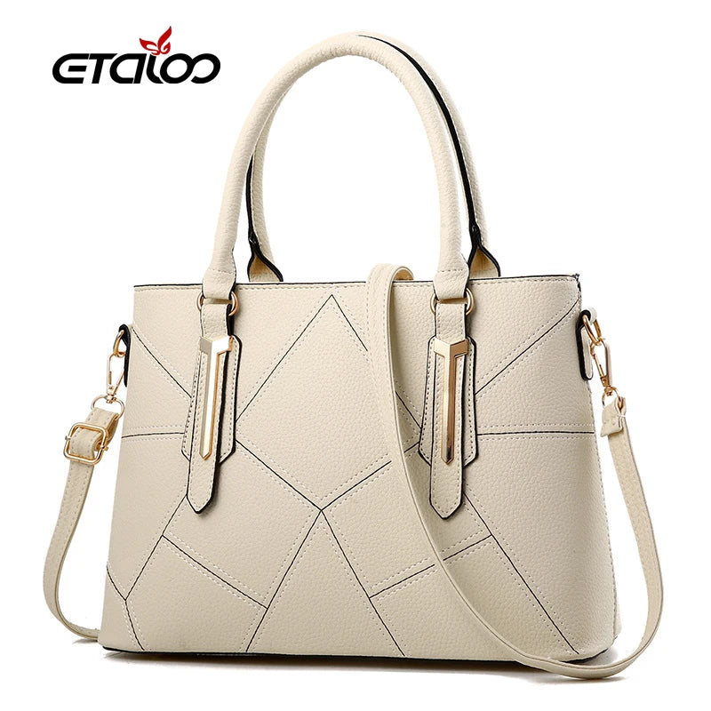 Women Handbags PU Leather Totes Bag Top-handle Embroidery Shoulder Bag