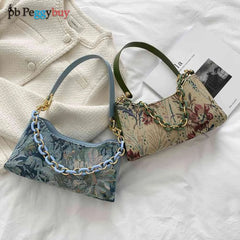 Women Floral Print Shoulder Bag Classic Small Purse Handbag