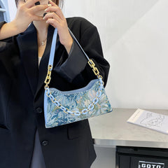 Women Floral Print Shoulder Bag Classic Small Purse Handbag