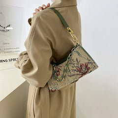 Women Floral Print Shoulder Bag Classic Small Purse Handbag