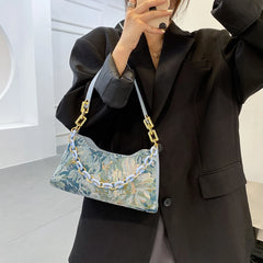 Women Floral Print Shoulder Bag Classic Small Purse Handbag