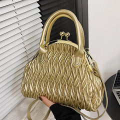 Green Silver Crossbody Bag Women Pleated Handbag Evening Clutch