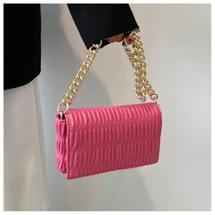 Women Smocked Bag Lady Small Shoulder Flap Bags PU Leather