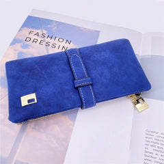 Nubuck Leather Zip Wallet Fold Clutch