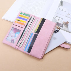 Nubuck Leather Zip Wallet Fold Clutch