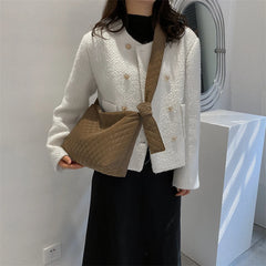 Women's Lattice Quilted Handbags Winter Female Shoulder Bag Cotton Padded Chains