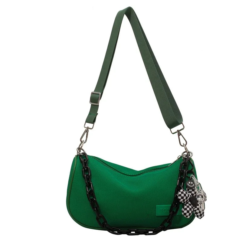 Fluorescent Green Lady Messenger Bag with Flower