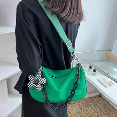 Fluorescent Green Lady Messenger Bag with Flower