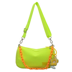 Fluorescent Green Lady Messenger Bag with Flower