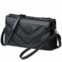 Leather Women Shoulder Bags Rivet Tassel Female Solid Colour