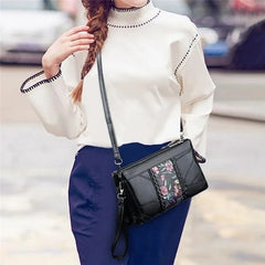Leather Women Shoulder Bags Rivet Tassel Female Solid Colour
