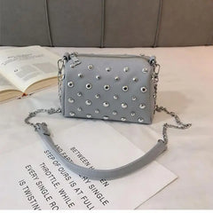 Summer Lady Leather Messenger Bag Chain Small Rivet Handbags