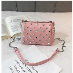 Summer Lady Leather Messenger Bag Chain Small Rivet Handbags