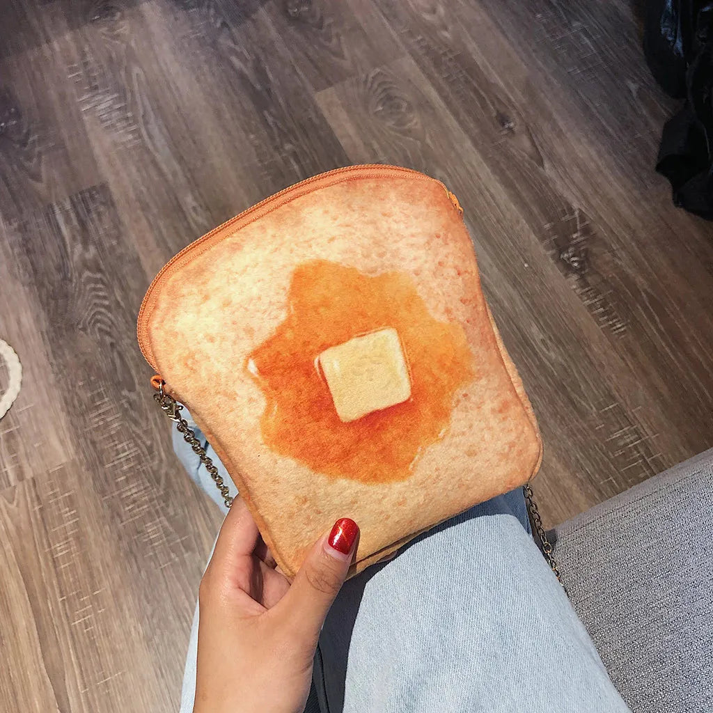 Funny Small Bread Pattern Shoulder Bag Crossbody Chain Messenger Bag