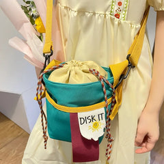 Small Fresh Shoulder Bag Drawstring Bucket Bag