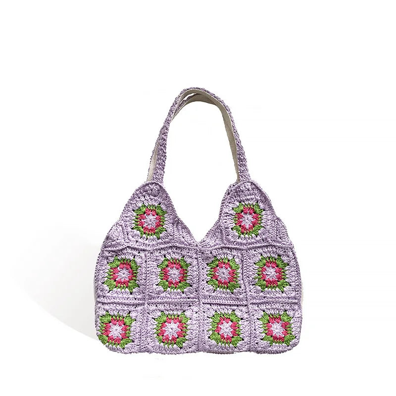 Handwoven Beach Bag Women Straw Shoulder Bohemian Style Handbag