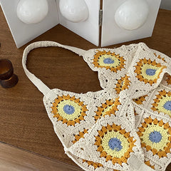 Handwoven Beach Bag Women Straw Shoulder Bohemian Style Handbag