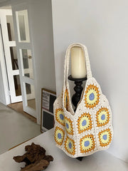 Handwoven Beach Bag Women Straw Shoulder Bohemian Style Handbag