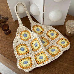 Handwoven Beach Bag Women Straw Shoulder Bohemian Style Handbag
