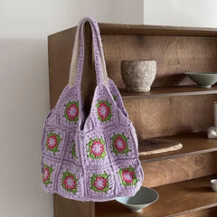 Handwoven Beach Bag Women Straw Shoulder Bohemian Style Handbag