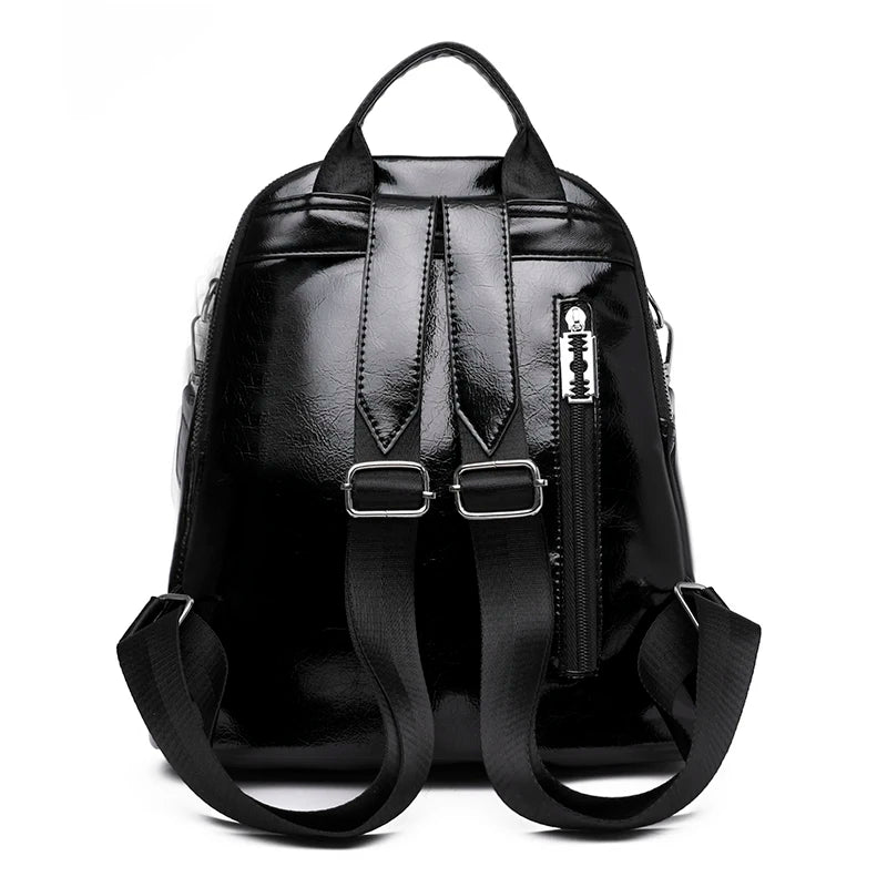 Waterproof PU Backpack Large Capacity School Bag Multifunctional Handbag