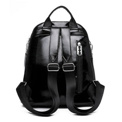 Waterproof PU Backpack Large Capacity School Bag Multifunctional Handbag