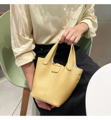 High Ladies Leather Bucket Bag All-match Shoulder Bag